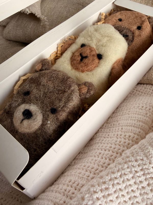 Woodland creatures felted soap gift set