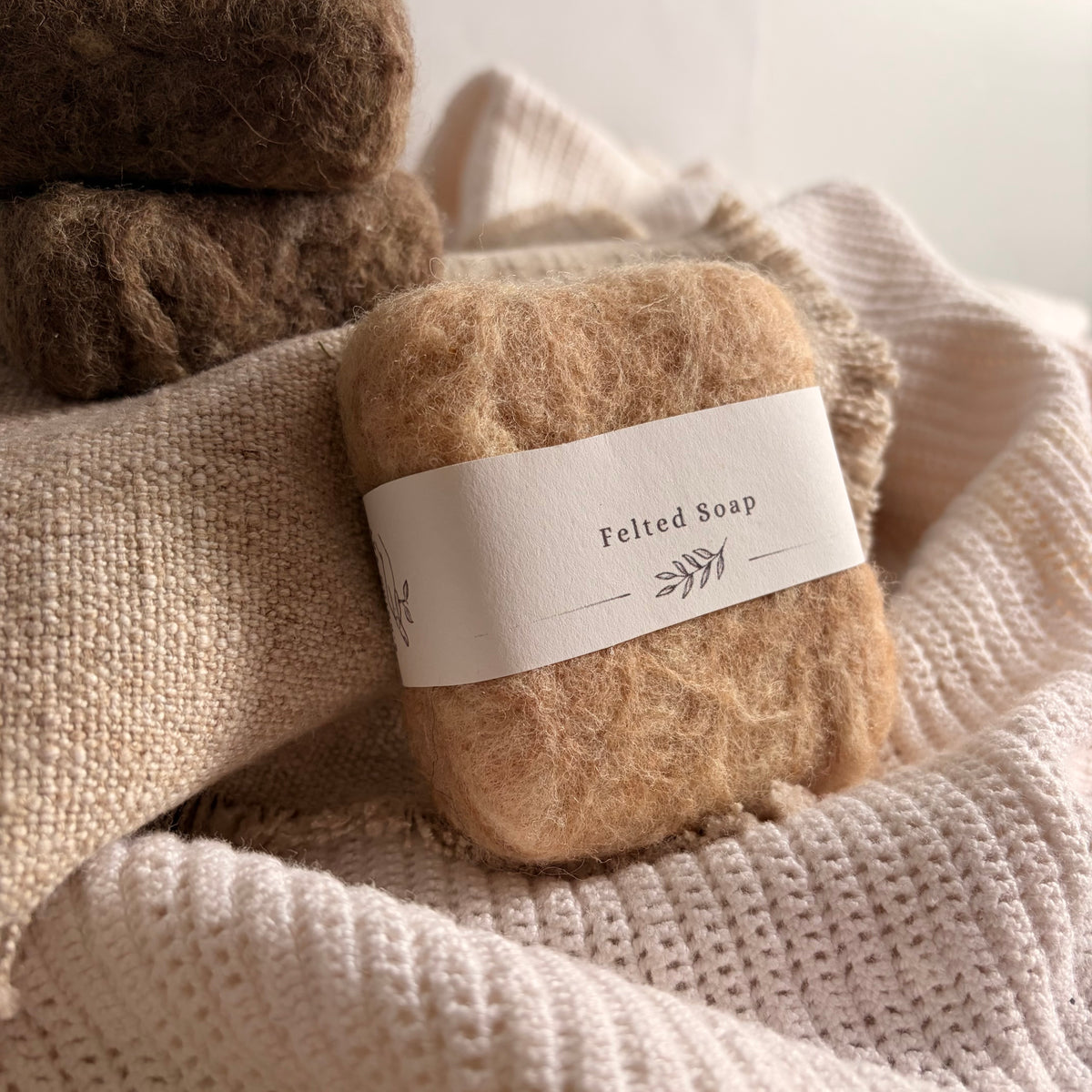 Earth Tone Felted Soap | Handmade Wool Wrapped Soap | Natural Bath Bar