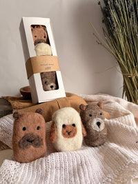 Woodland creatures felted soap gift set