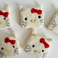 Kawaii Felted Pink Bow Cat Soap – 3oz Organic Bar with Essential Oils