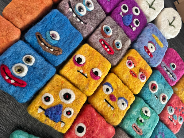 Handcrafted Felted Soap Monsters for Kids' Bath Time Fun