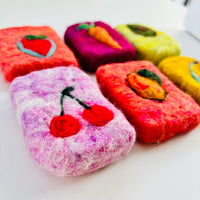 Felted Soap Saver Set – Fruit Duo | Handmade Eco-Friendly Felted Soap Pouches (Set of 2)