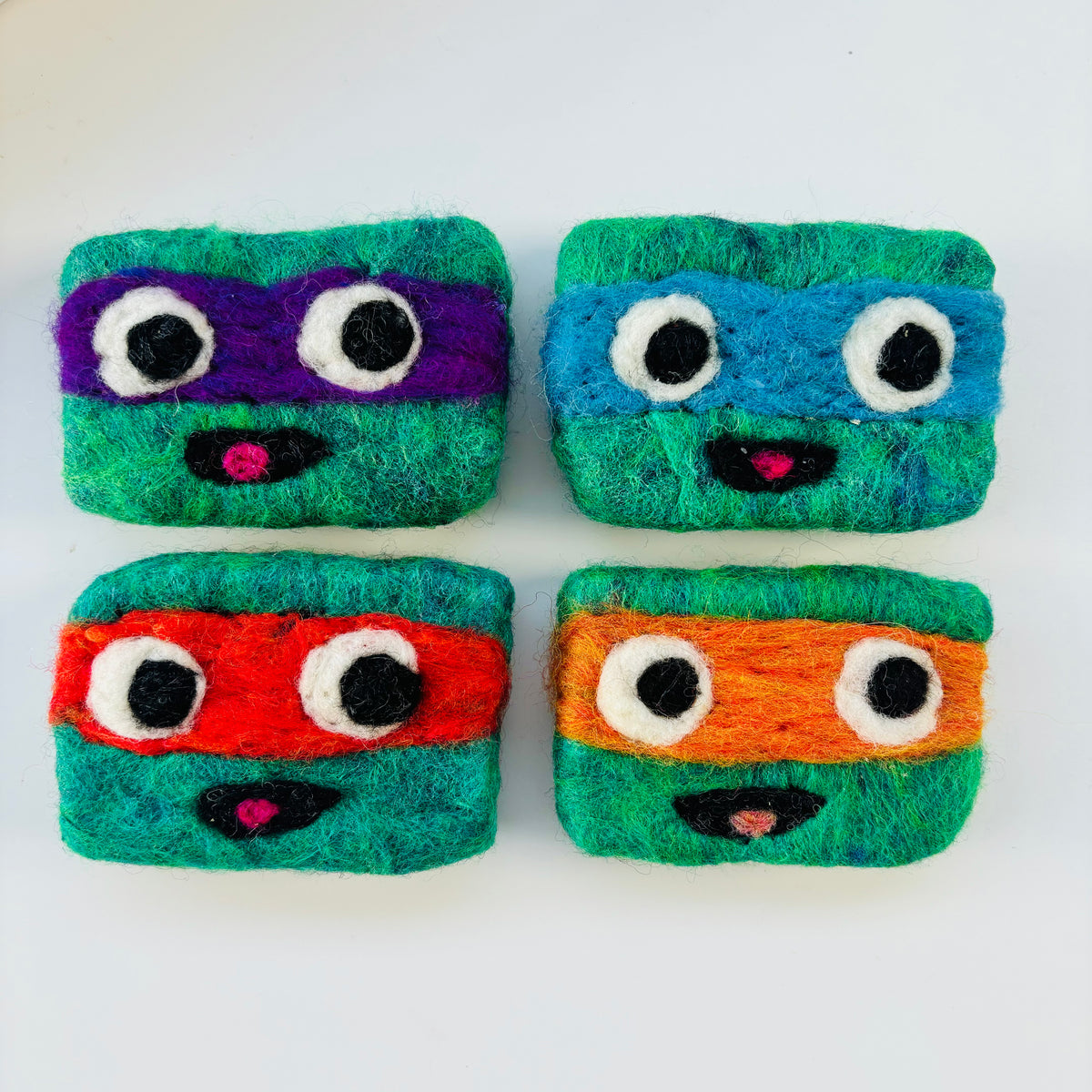 Felted Soap Saver – Green Turtle Hero Design | Eco-Friendly Exfoliating Soap