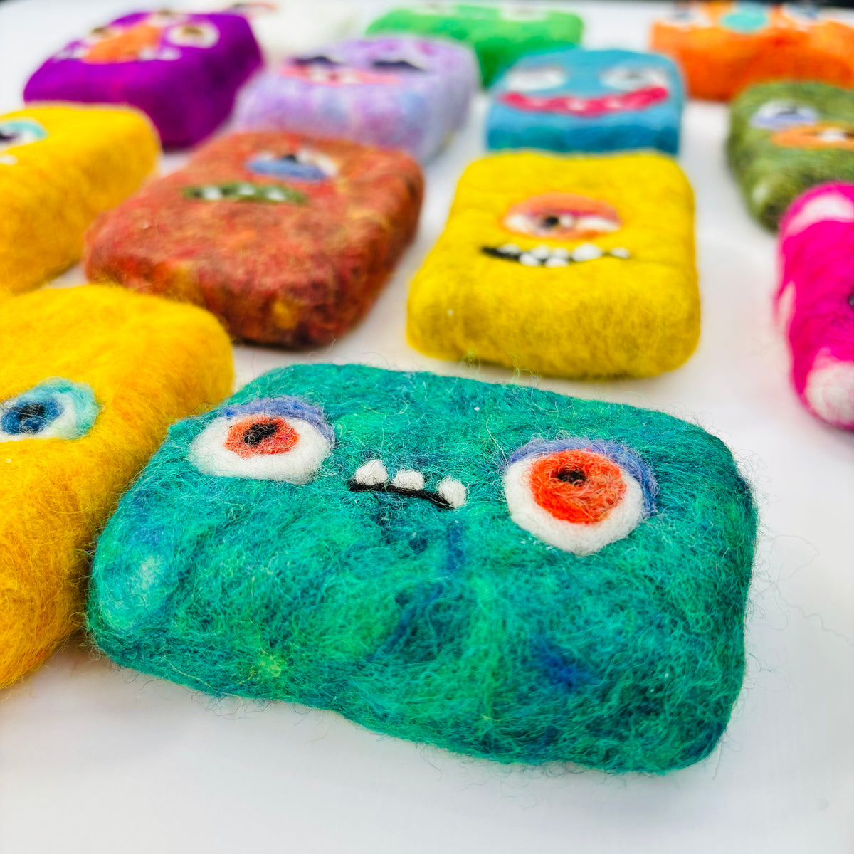 Handcrafted Felted Soap Monsters for Kids' Bath Time Fun