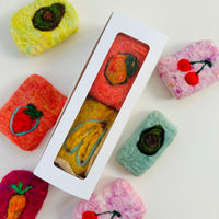 Felted Soap Saver Set – Fruit Duo | Handmade Eco-Friendly Felted Soap Pouches (Set of 2)