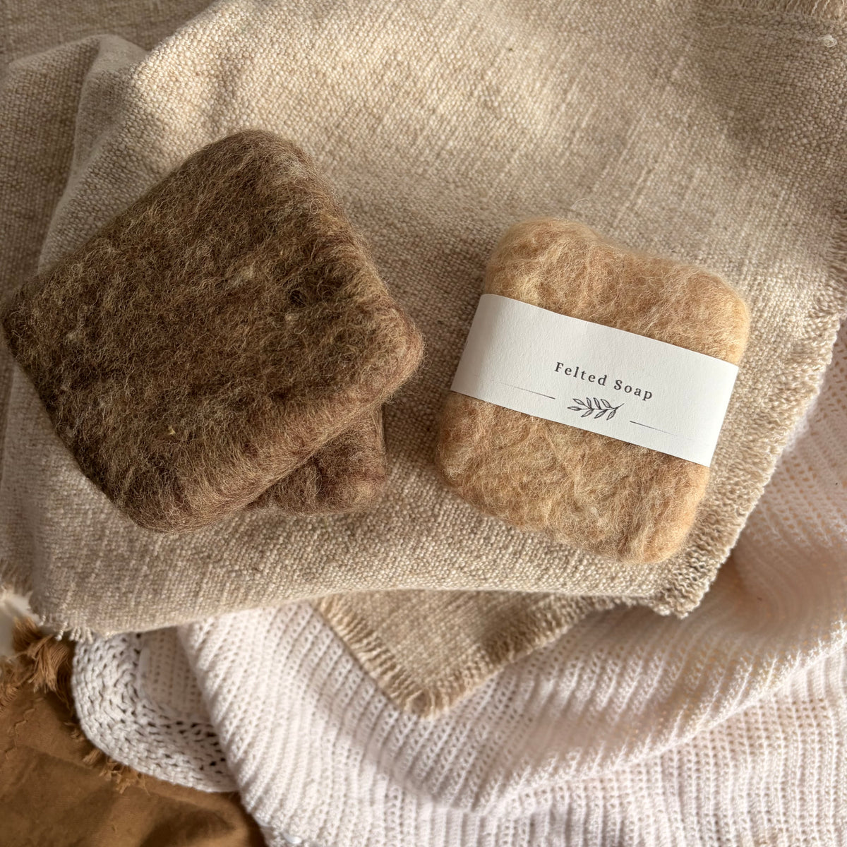 Earth Tone Felted Soap | Handmade Wool Wrapped Soap | Natural Bath Bar
