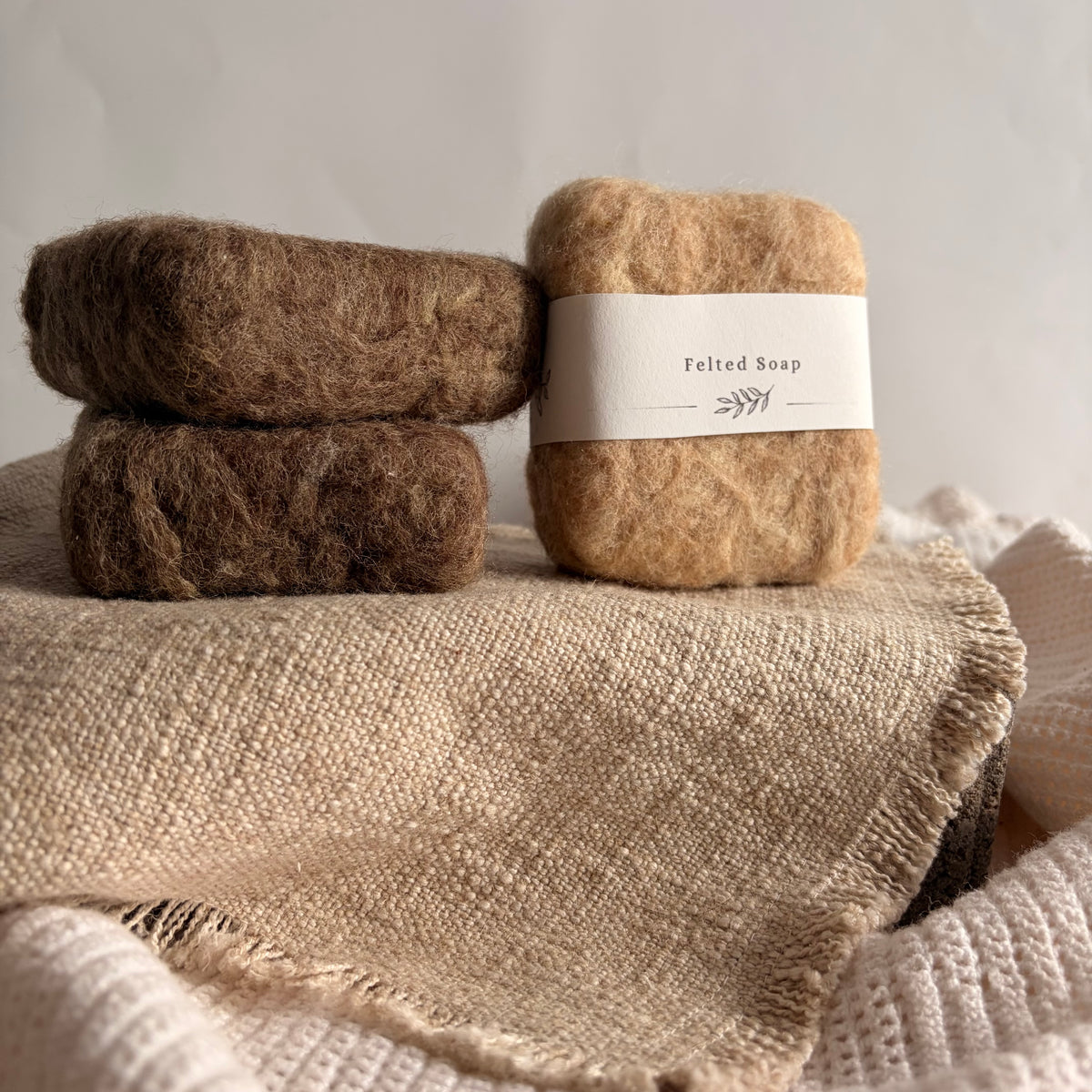 Earth Tone Felted Soap | Handmade Wool Wrapped Soap | Natural Bath Bar