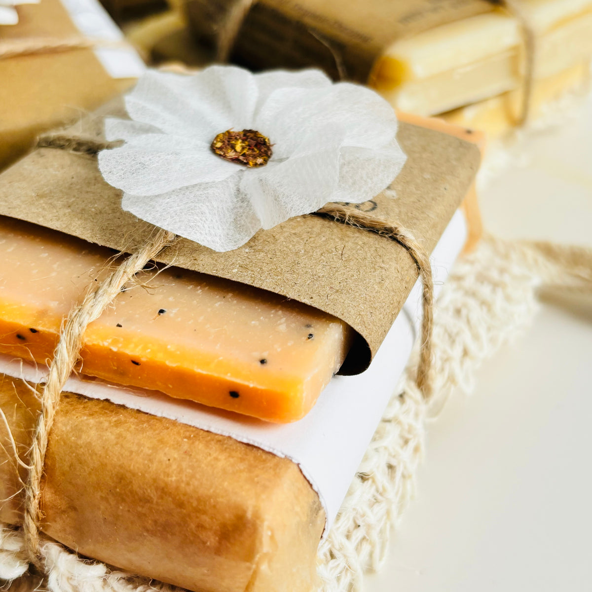 Handmade Soap Sampler Gift Set – Soap Slice Variety with Exfoliating Soap Bag 🎁