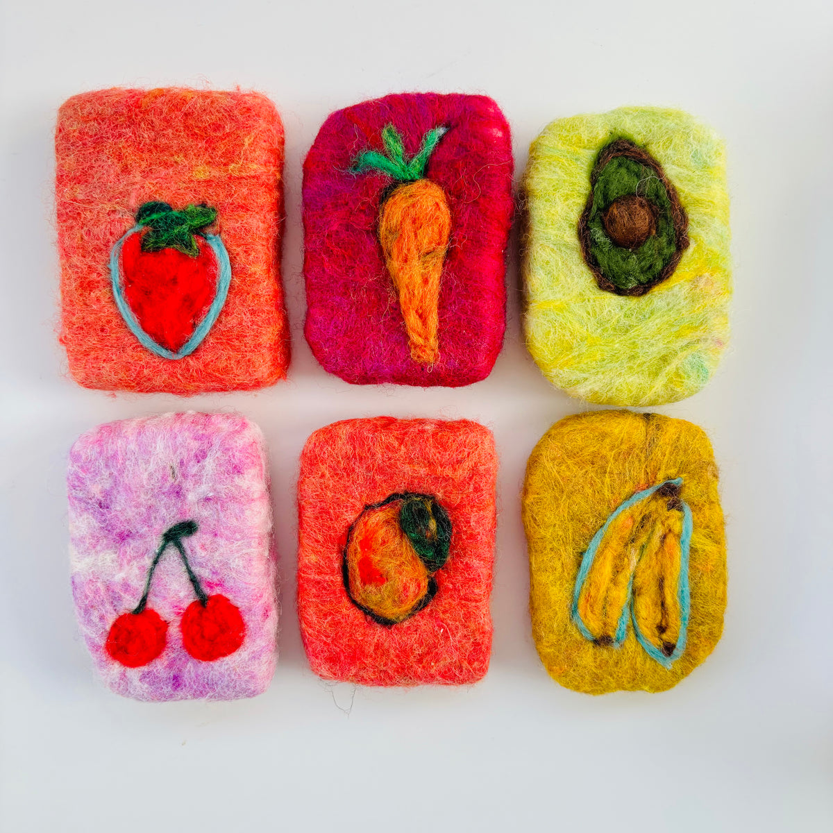 Felted Soap Saver Set – Fruit Duo | Handmade Eco-Friendly Felted Soap Pouches (Set of 2)