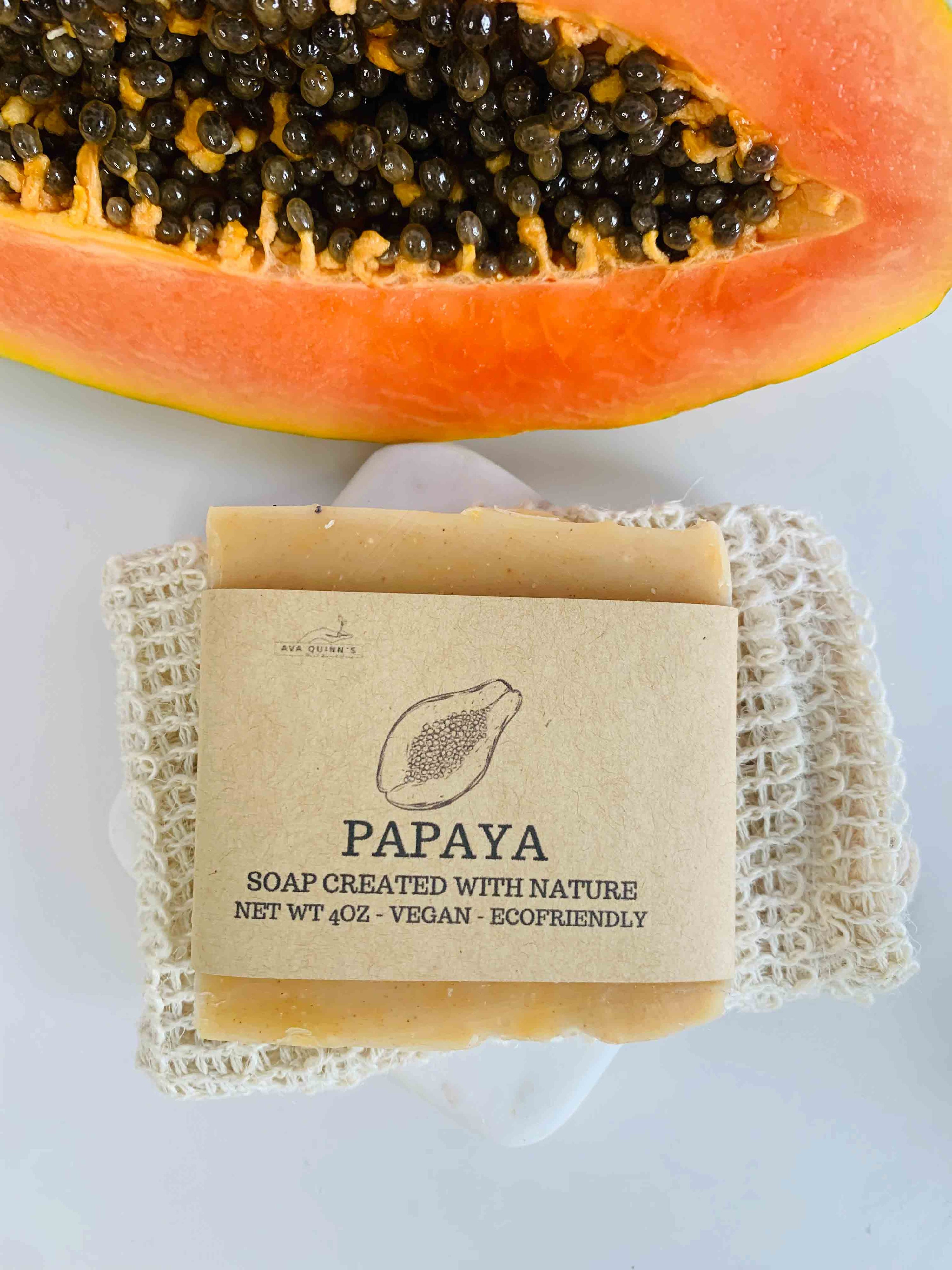papaya soap made with papaya juice by Ava Quinn's