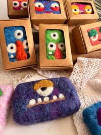 Handcrafted Felted Soap Monsters for Kids' Bath Time Fun
