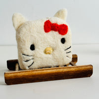 Kawaii Felted Pink Bow Cat Soap – 3oz Organic Bar with Essential Oils