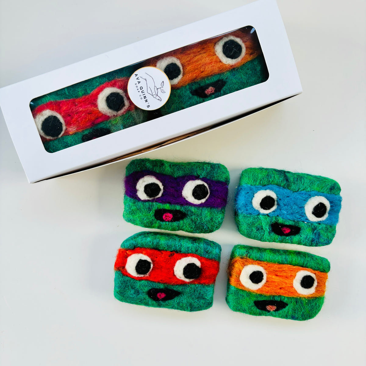 Felted Soap Saver – Green Turtle Hero Design | Eco-Friendly Exfoliating Soap