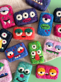 Handcrafted Felted Soap Monsters for Kids' Bath Time Fun