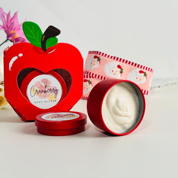 Teacher Gift Set – Cranberry Mini Body Butter in Apple Box | Handmade Natural Skincare Gift