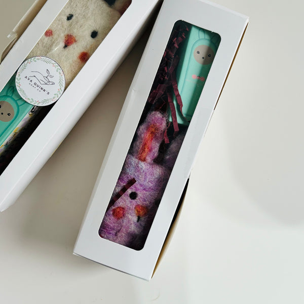 Bunny Gift Set – Mini Felted Soap & Natural Lip Balm with Affirmation | Handmade Self-Care Gifts