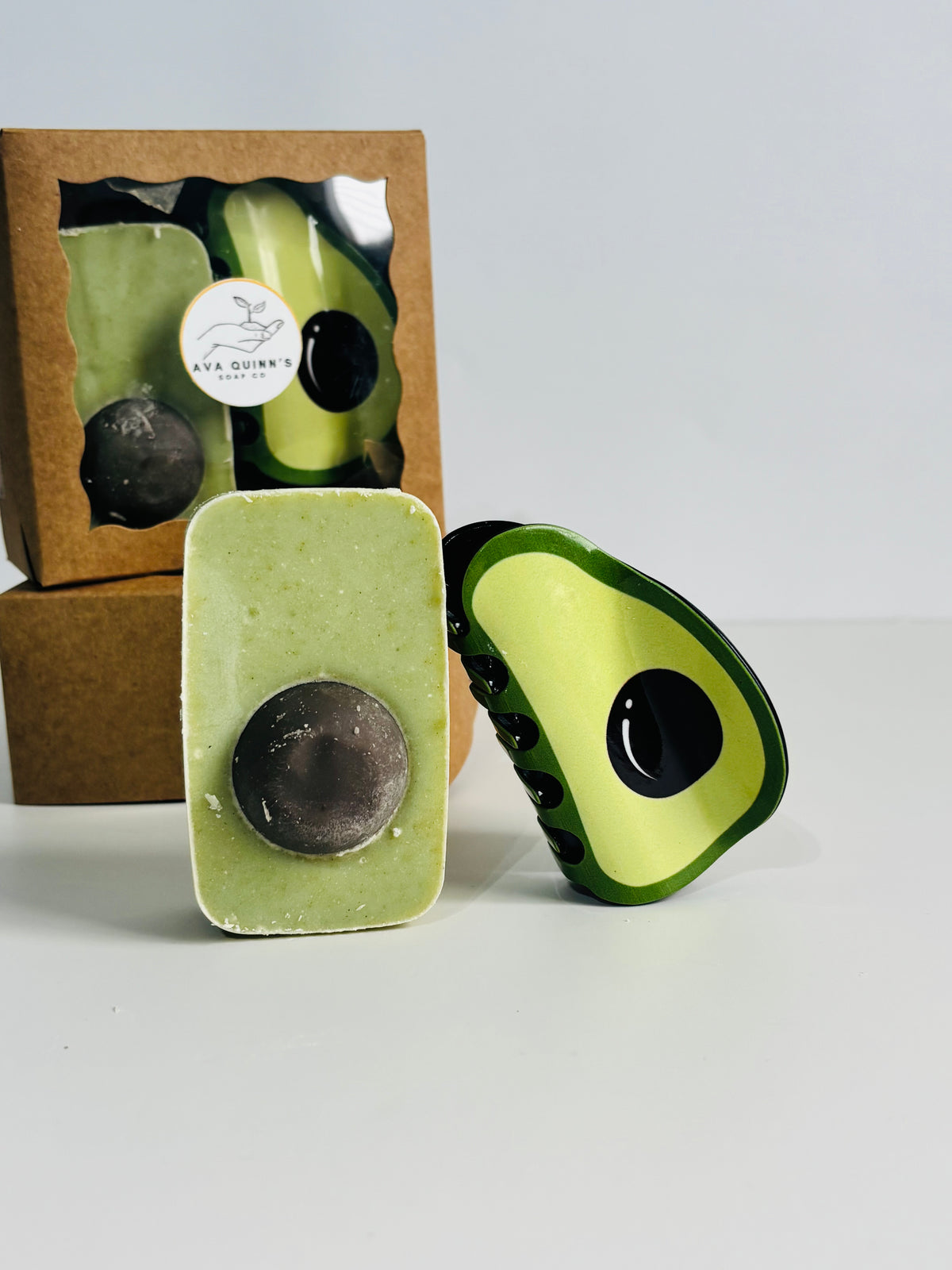 Avocado Shampoo Bar Set – Vegan Solid Shampoo Shaped Like an Avocado + Avo-caDO Hair Clip