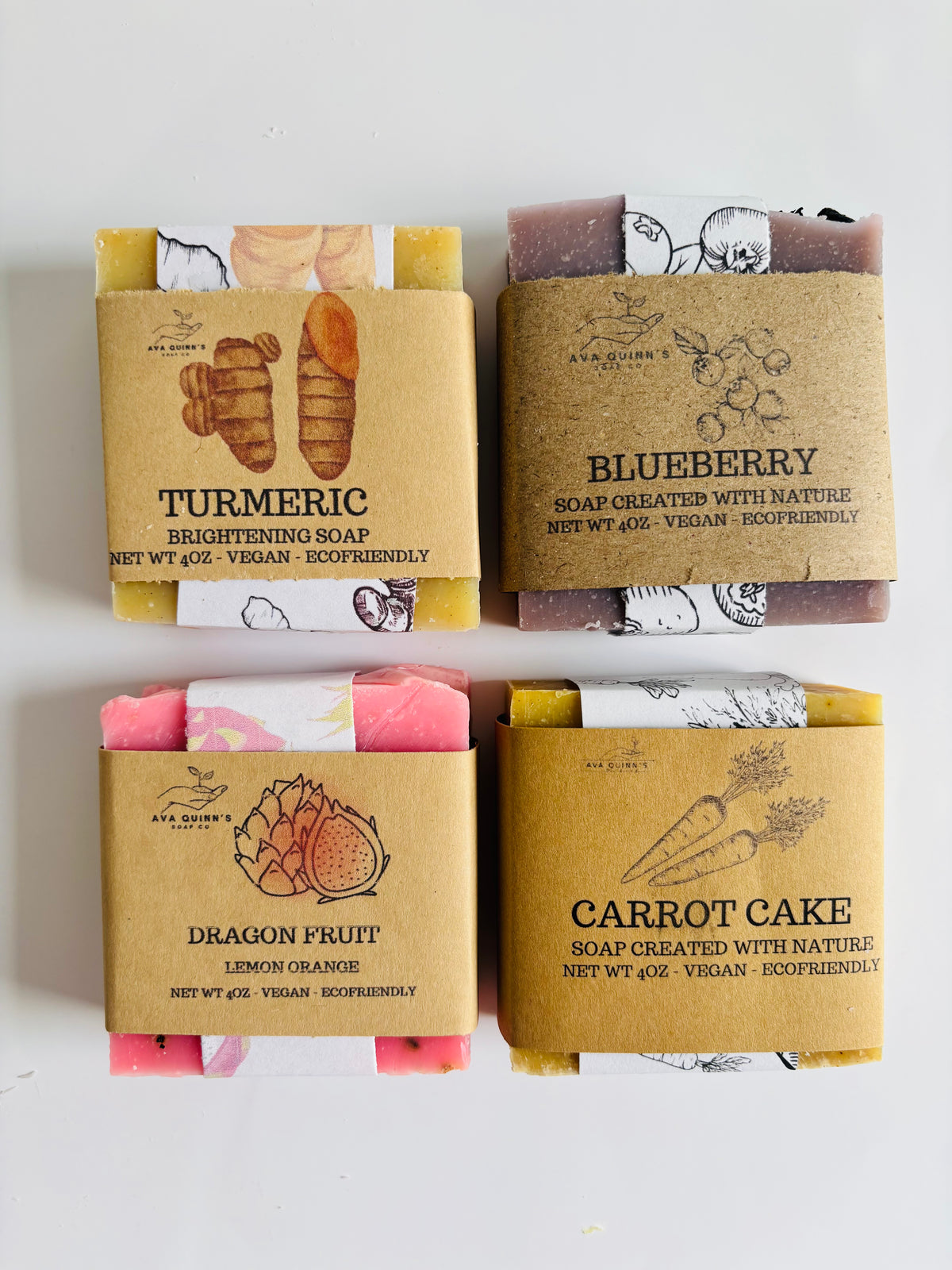 Brightening Antioxidant Soap Set – Handmade Natural Turmeric, Dragon Fruit, Blueberry & Carrot Soap | Mom-Made Clean Skincare