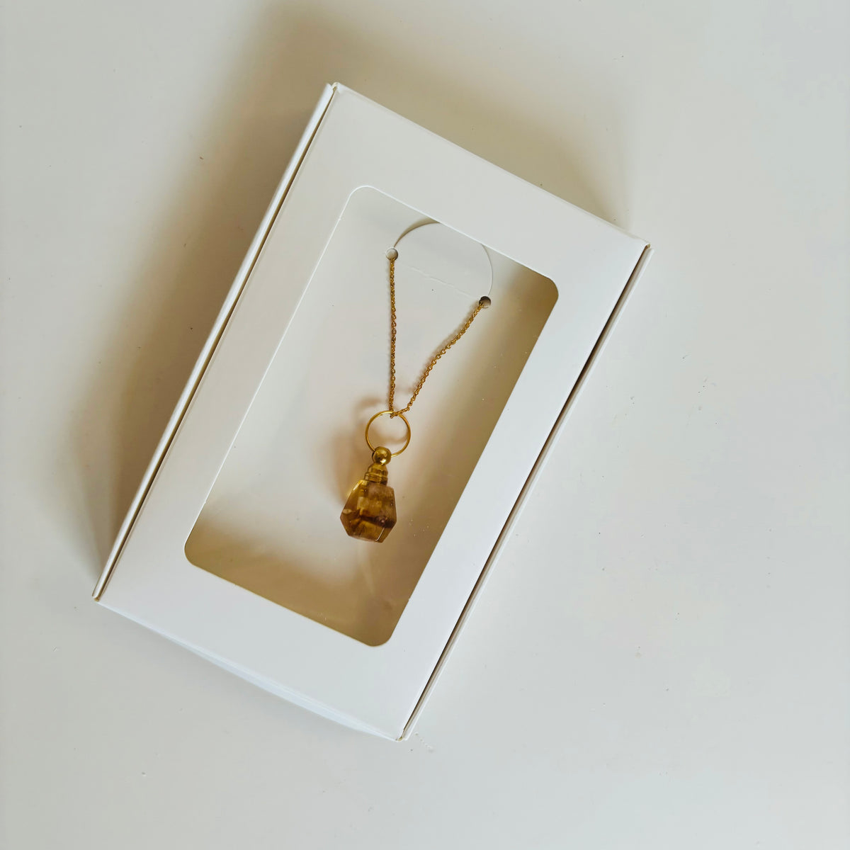 Citrine Crystal Essential Oil Necklace | Aromatherapy Diffuser Pendant
