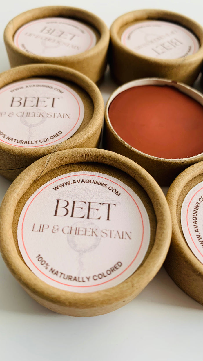Beet lip and cheek stain vegan product