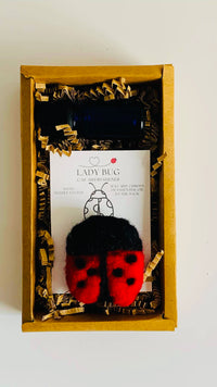 Lady bug felted car air freshener